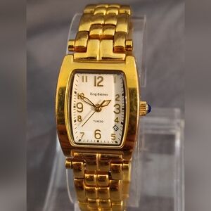 Krug-Baumen Tuxedo 18k Gold Electroplated Watch ~ Runs & Keeps Time, New Battery